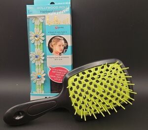 Black and Neon Green Hairbrush Headband Bundle